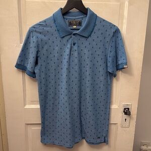 Vélez Medium Blue Anchor Print Polo Shirt